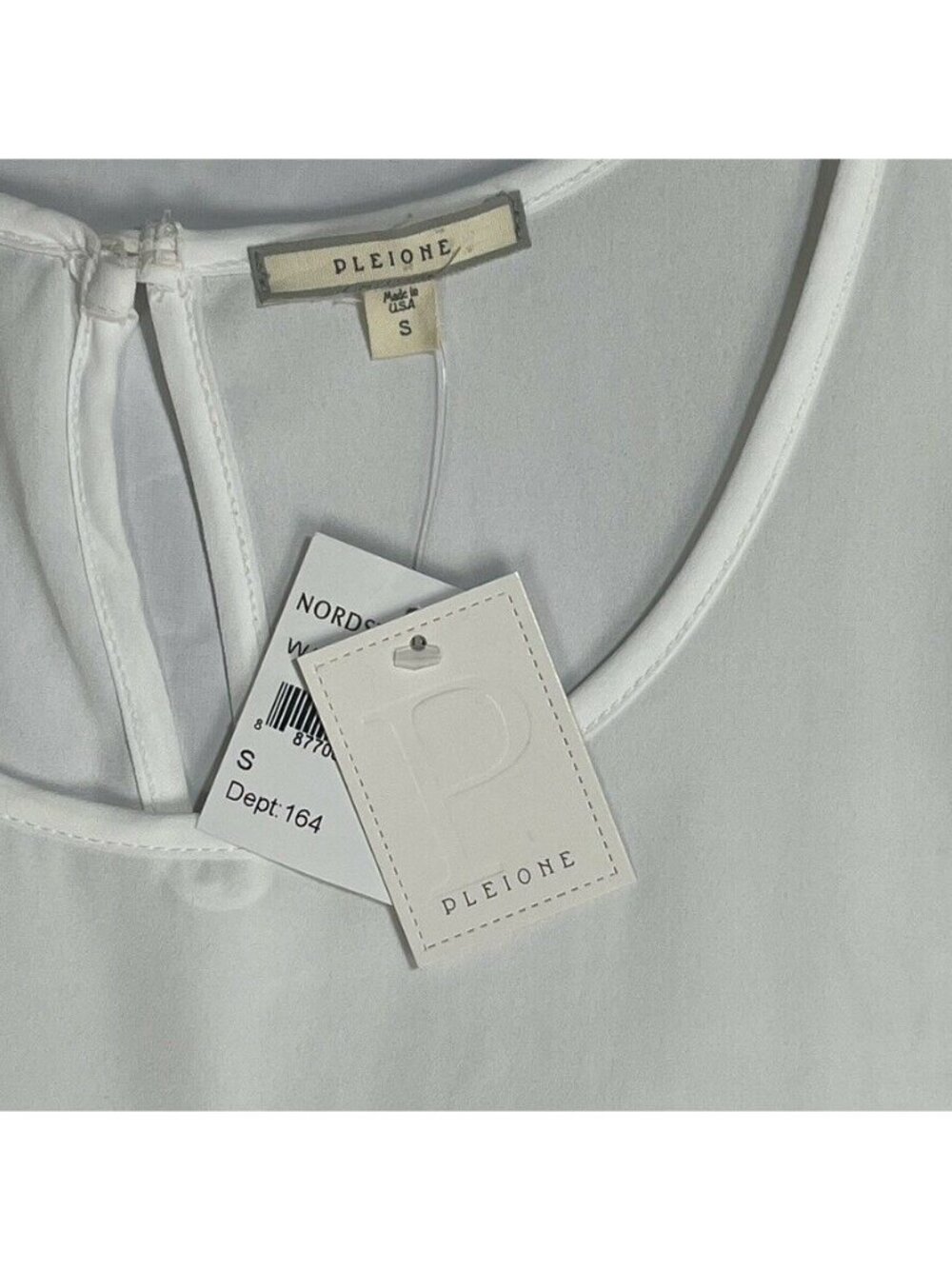 Pleione Womens White Sleeveless High-Low Blouse Small 100% Polyester Made In USA - Picture 5 of 8